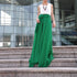 Plus Size Maxi Skirt Chiffon Silk Skirts Beautiful Bow Tie Green Elastic Waist Summer Skirt Floor Length Long Skirt (037),#104