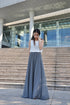 High Waist Maxi Skirt Chiffon Silk Skirts Beautiful Bow Tie Elastic Waist Summer Skirt Floor Length Long Skirt (037), #63